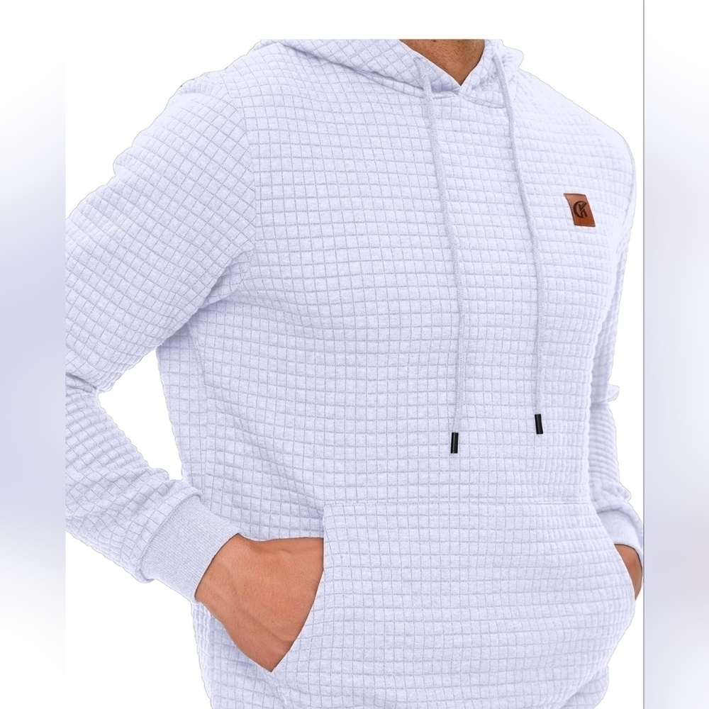 Amazon | White Quilted Texture White Hoodie Size Medium